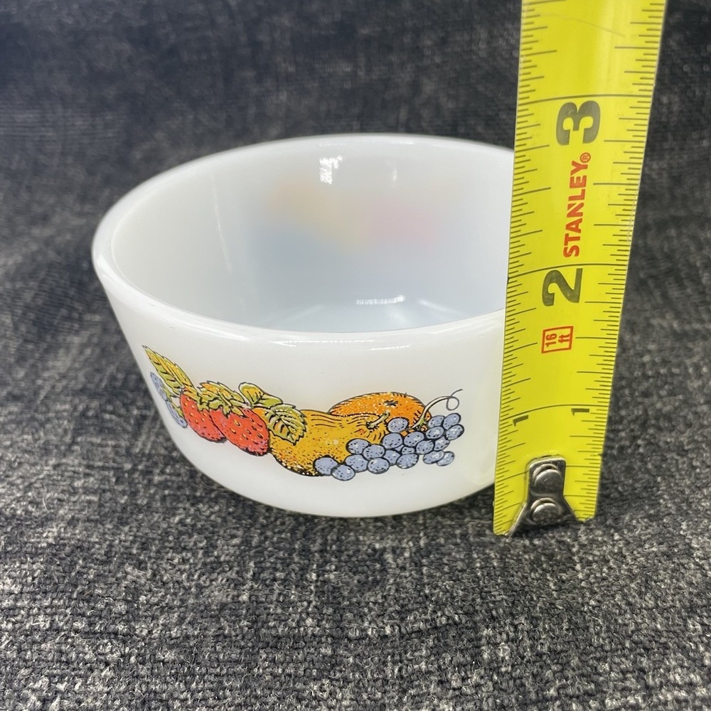 Vintage Anchor Hocking Fire King 6oz White Custard Cup Bounty Fruit Pattern #434 - Picture 10 of 10
